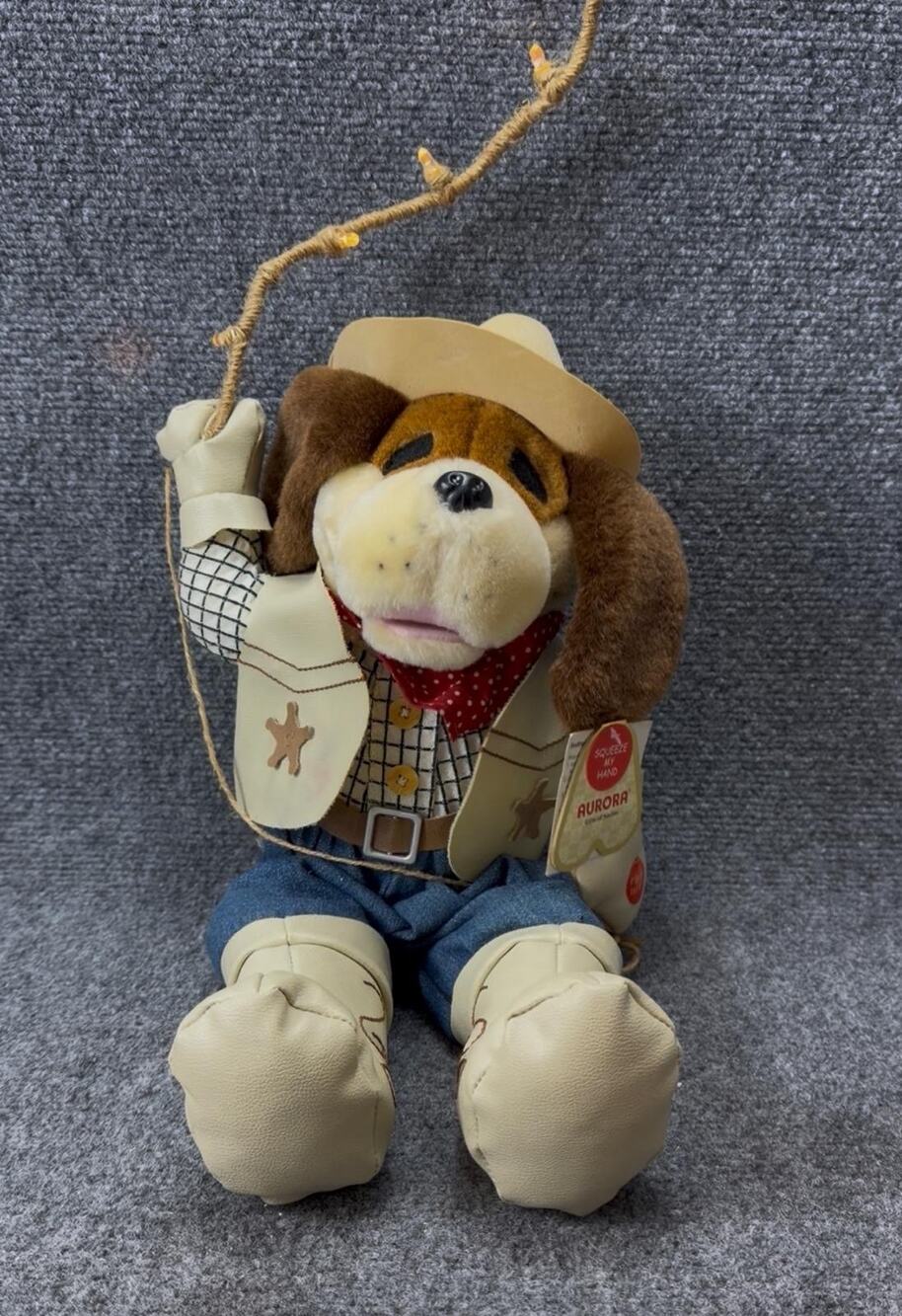 Aurora Rockin' Wrangler III Cowboy Dog Animated Plush Works No Batteries 02277